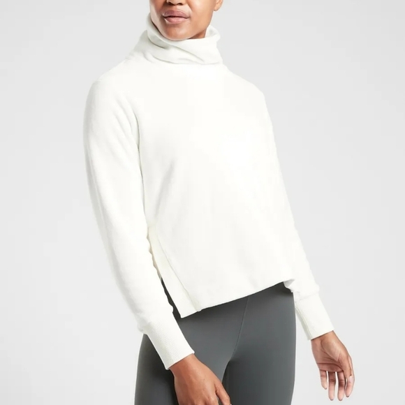 Athleta Double Karma Cozy Funnel Neck Pullover Sea Salt White XS 511446 - Picture 12 of 12